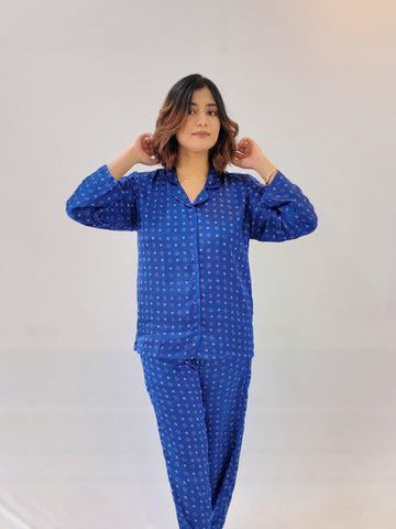 Midnight Blue Satin Set