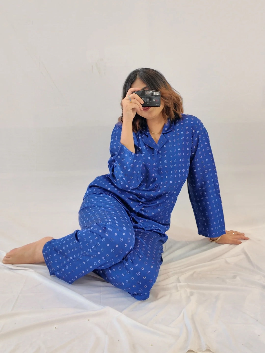 Midnight Blue Satin Set