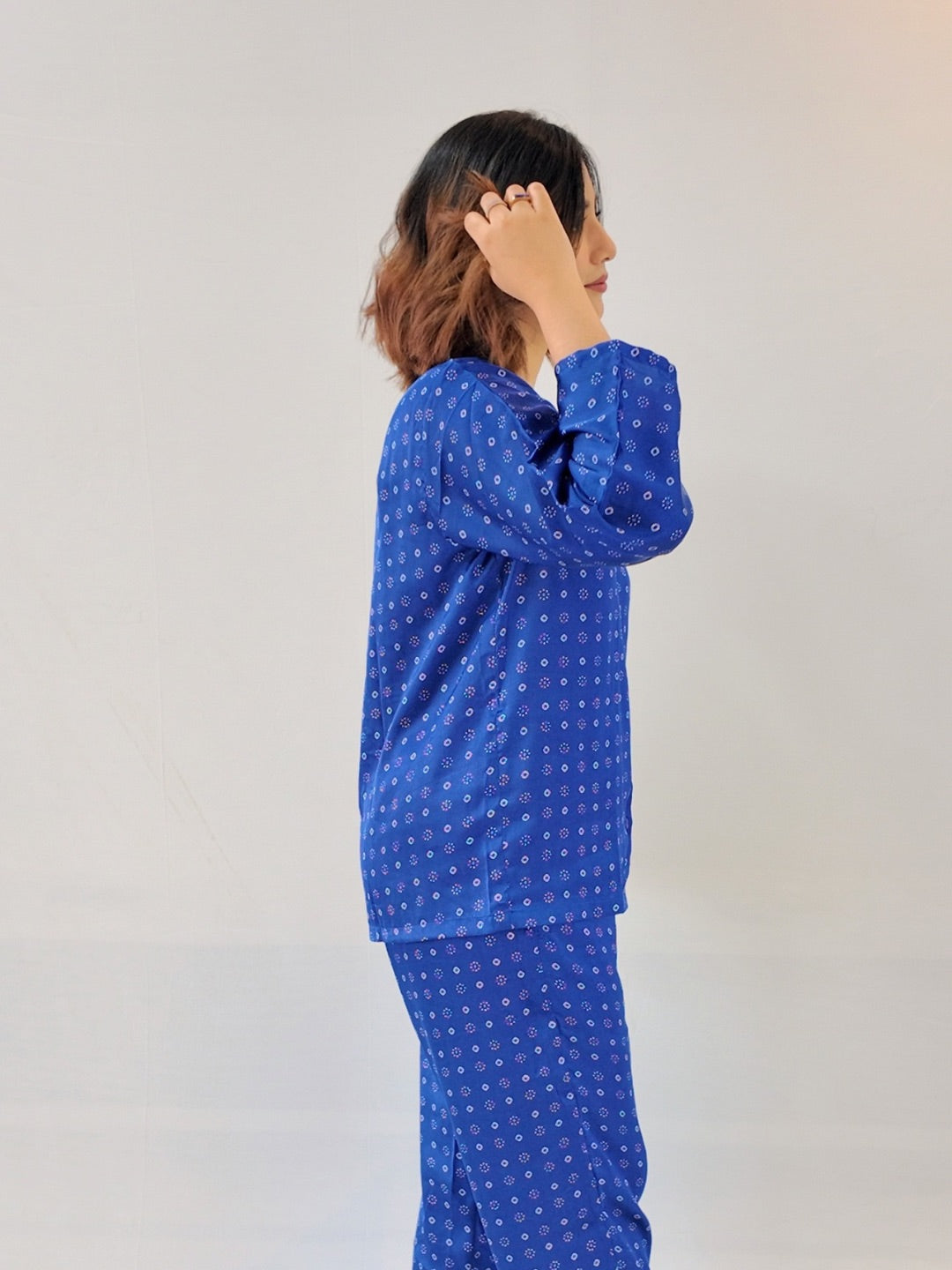 Midnight Blue Satin Set